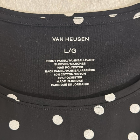 Van Heusen Women’s Large Black and White Polka Dot 3/4 sleeve Dress Top - Picture 3 of 5